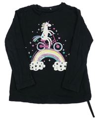 Čierne tričko s jednorožcom George