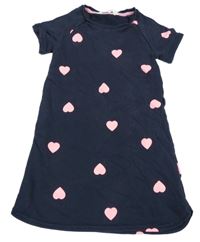 Tmavomodré teplákové šaty so srdiečkami H&M