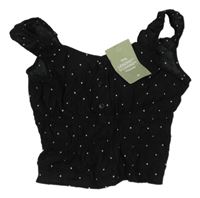 Nové - Černý puntíkatý crop top H&M