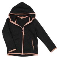 Antracitová propínací pletená mikina s růžovými lemy a kapucí H&M