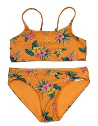 Oranžové dvoudílné plavky s květy H&M