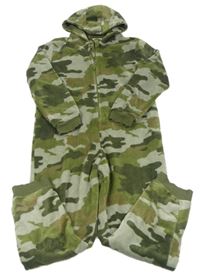 Kaki-sivá army chlpatá kombinéza s kapucňou M&S