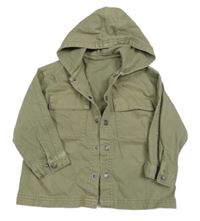 Khaki riflová bunda s nápisem a kapucí George 