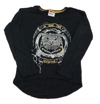 Černé triko se sovou a cvočky Yigga