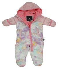 Barevná vzorovaná šusťáková zimní kombinéza s kapucí Spyder