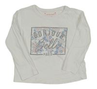 Biele tričko s nápisom a kvietkami Primark