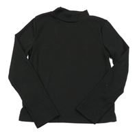 Čierne rebrované tričko Shein