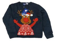 Nové - Tmavomodrý sveter so sobom Lupilu