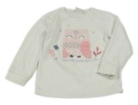 Biela zamatová mikina so sovou C&A