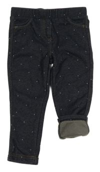 Tmavomodré puntíkované zateplené tregíny riflového vzhledu Topolino 