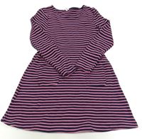 Tmavomodro-růžové pruhované šaty Yigga 