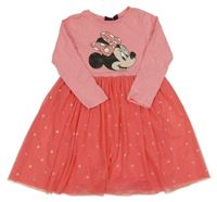 Růžové šaty s Minnie a tylovou sukní Disney 