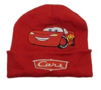 Červená pletená čepice Cars