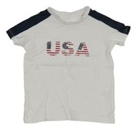 Bílo-tmavomodré tričko s nápisem Ellos 