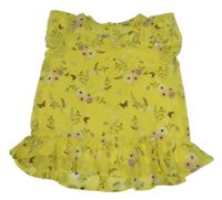 Žltá kvietkovana šifónová tunika s volánikom Y.F.K.