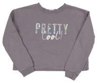 Fialovošedá crop mikina s nápisom Y.F.K.