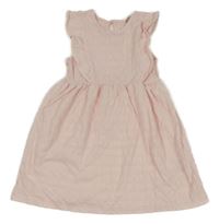 Svetloružové vzorované bavlnené šaty s volánikmi Primark