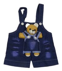 Tmavomodré rifľové na traké kraťasy s medvedíkom