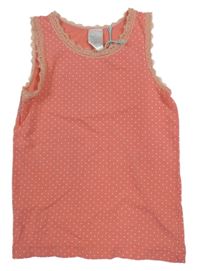 Korálový top s bodkami a čipkou Topomini