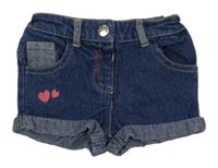 Tmavomodré rifľové kraťasy so srdiečkami Yd.