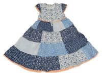 Bielo-modré kvietkovane plátenné košeľové šaty Topolino