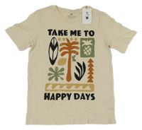 Nové - Béžové tričko s nápisem a palmou H&M