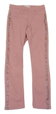 Svetloružové tregíny s prúžkami H&M
