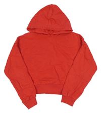 Červená crop mikina s kapucňou