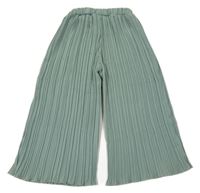 Zelenošedé plisované culottes nohavice Shein
