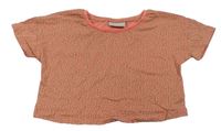 Lososovo-šedokhaki vzorované oversize crop tričko Matalan