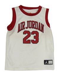 Bílo-červený basketbalový dres s číslem a logem Air Jordan 