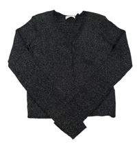 Černo-stříbrný melírovaný žebrovaný propínací crop svetr PRIMARK