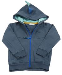 Tmavomodrošedá prepínaci mikina s 3D dinosaurom a kapucňou s ostny zn. M&S