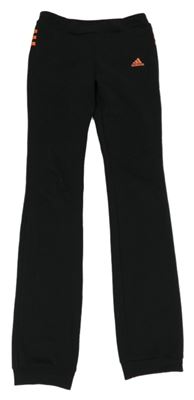 Černo-oranžové sportovní tepláky Adidas