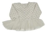 Biela teplákovo/tylová šatová tunika so srdiečkami KYLE&DEENA