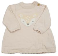 Svetloružové pletené šaty s líškou Mothercare