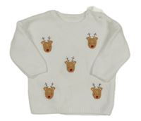 Biely žinylkový sveter so sobmi George