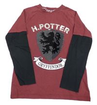 Vínovo-černé triko s erbem - Harry Potter George