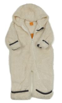 Nové - smetanová chlupatá kombinéza s kapucí PUSBLU