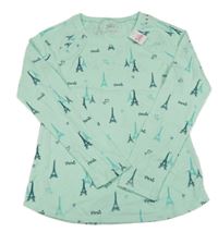 Nové - mátové pyžamové tričko s Eifflovou věží Justice