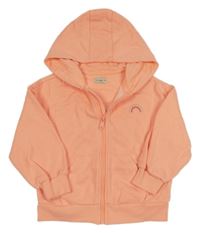 Neonově oranžová melírovaná propínací mikina s duhou a kapucí F&F