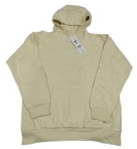 Nové - smetanová teplá mikina s nápisy a kapsou a kapucí F&F