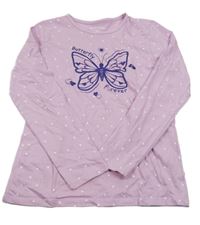 Lila bodkovaná é tričko s motýlkom in extenso