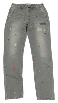 Šedé rifle s Felixem a srdíčky a ošoupaného vzhledu SCOTCH&SODA