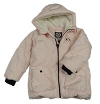 Světlerůžová mačkaná šusťáková zimní bunda s Minnie a kapucí C&A