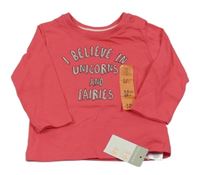 Nové - ružové tričko s nápismi PRIMARK