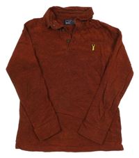 Medové melírované mikinotriko s nášivkou a golierikom Next