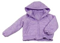 Levandulová prošívaná šusťáková zateplená bunda s kapucí St. Bernard