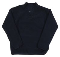 Tmavomodrá huňatá mikina s vreckom St. Bernard