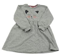 Sivé melírované teplákové šaty s mačičkou lupilu